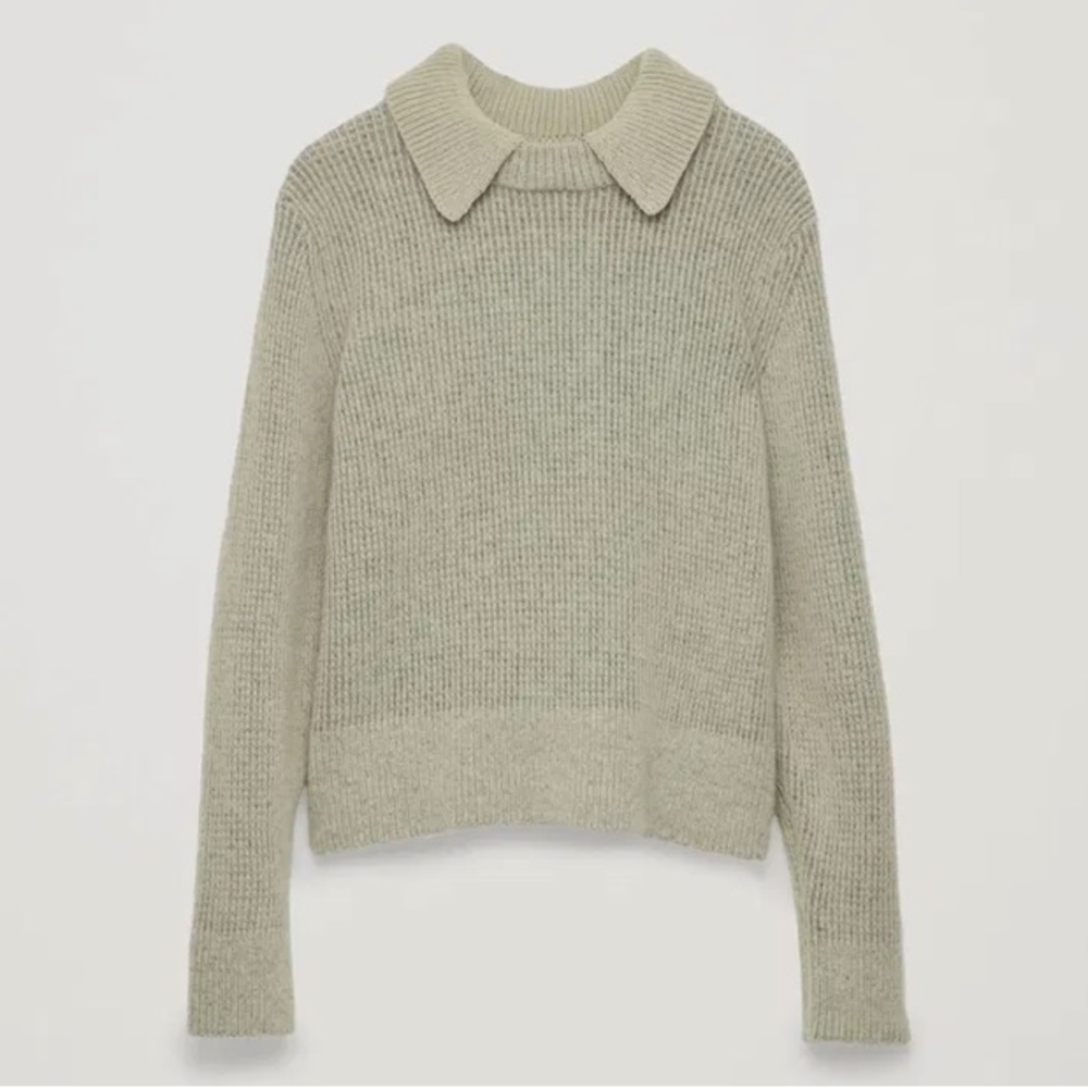 COS Knit Collared Mohair Blend Sweater with Removable Collar - Size Medium